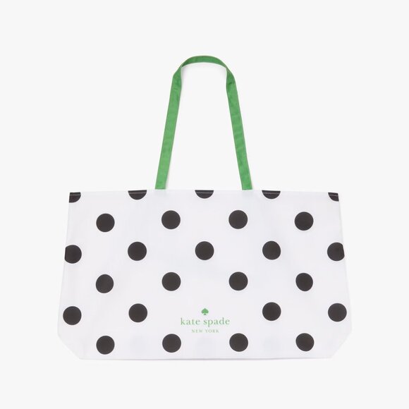kate spade Handbags - Kate Spade Polka Dot Tote Bag Black and White with Green Accents NWT